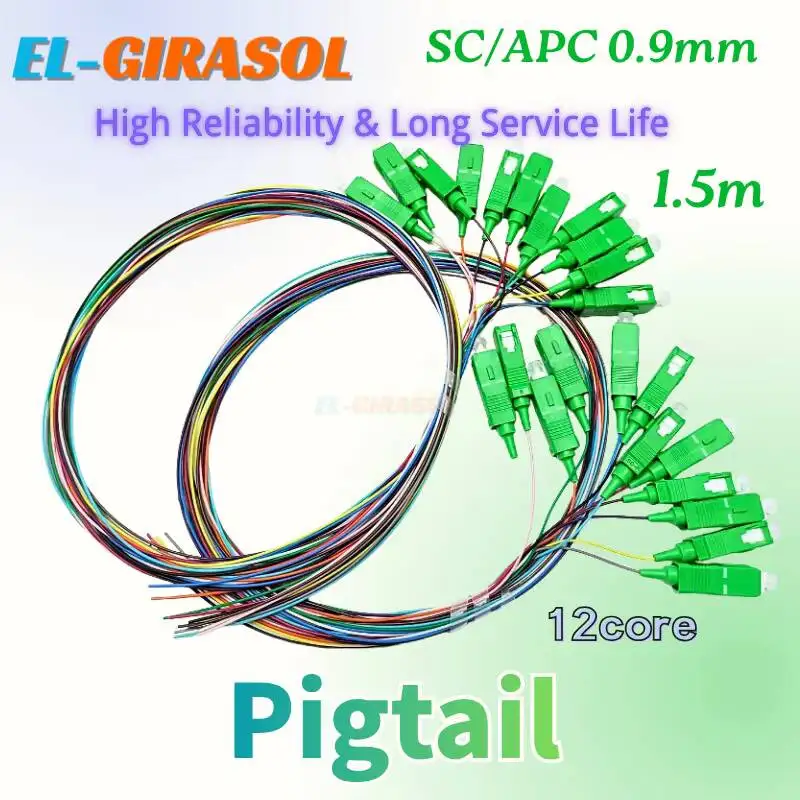 High Reliability Fiber Optic Pigtial 12Core SC APC/UPC  SM 1.5Mm  Optic Patch Cord Durable Cable Durable 0.9mm Cable Diameter