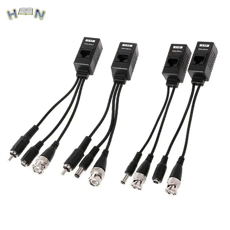 1 Pair BNC To RJ45 Passive Video Power + Audio Balun Transceiver For CCTV Camera