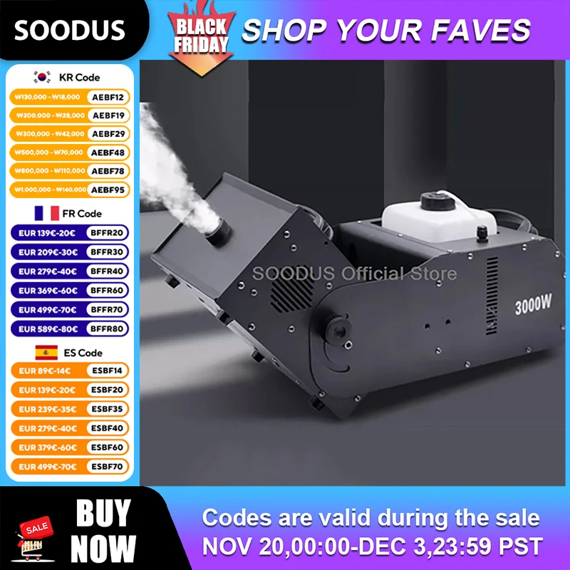 

3000W Multi-Angle Adjustable Fog Machine 50S Continuous Spray Metal Nozzle Instant Smoke Output Fog Machine for Stage Wedding