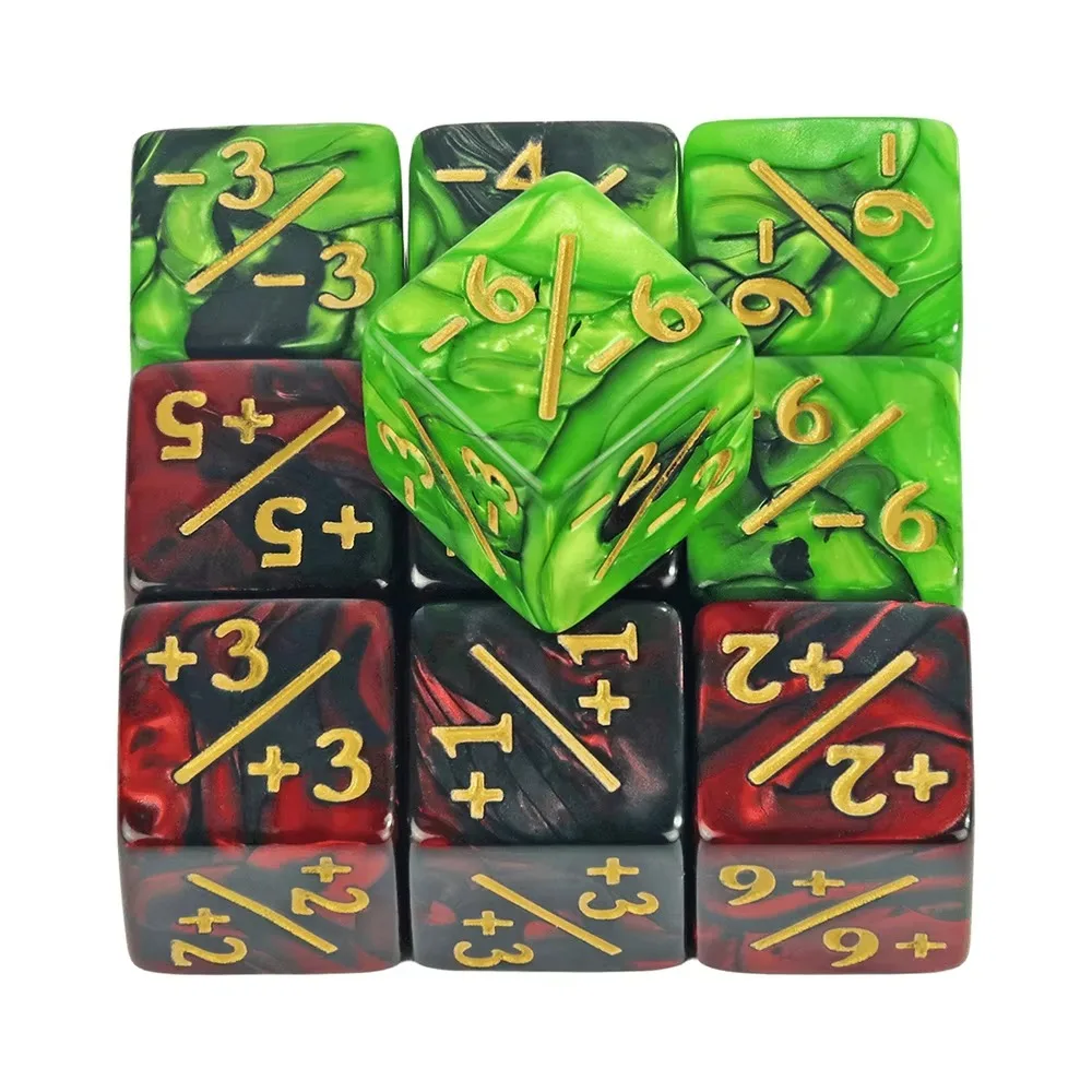 10pcs/set Six Sided Polyhedral Dices Acrylic Material Cubes Shape Game Dices Multifunction +1/+1 Dice Learning