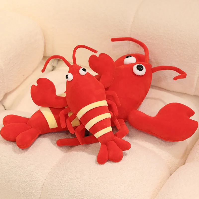 35/60cm Kawaii Red Lobster Plush Toys Lifelike Shrimp Crayfish Stuffed Animal Doll Soft Funny Pillow Birthday Gifts for Kid Boys