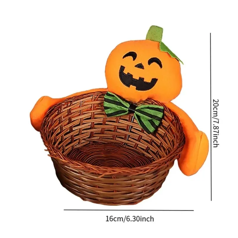 Halloween Doll Creative Candy Fruit Storage Basket Pumpkin Woven Basket Bar Party Table Decoration Festival Gifts Home Supplies