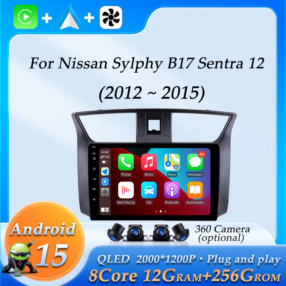 Car Radio Audio Video Multimedia Player for Nissan Sylphy B17 Sentra 12 2012 - 2015 Wireless CarPlay GPS Navigation DSP Stereo