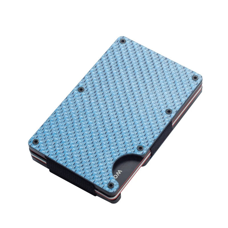 New Carbon Fiber Card Holder Men RFID Blocking ID Credit Card Holder with Cash Strap Slim Minimalist Business Cardholder Wallet