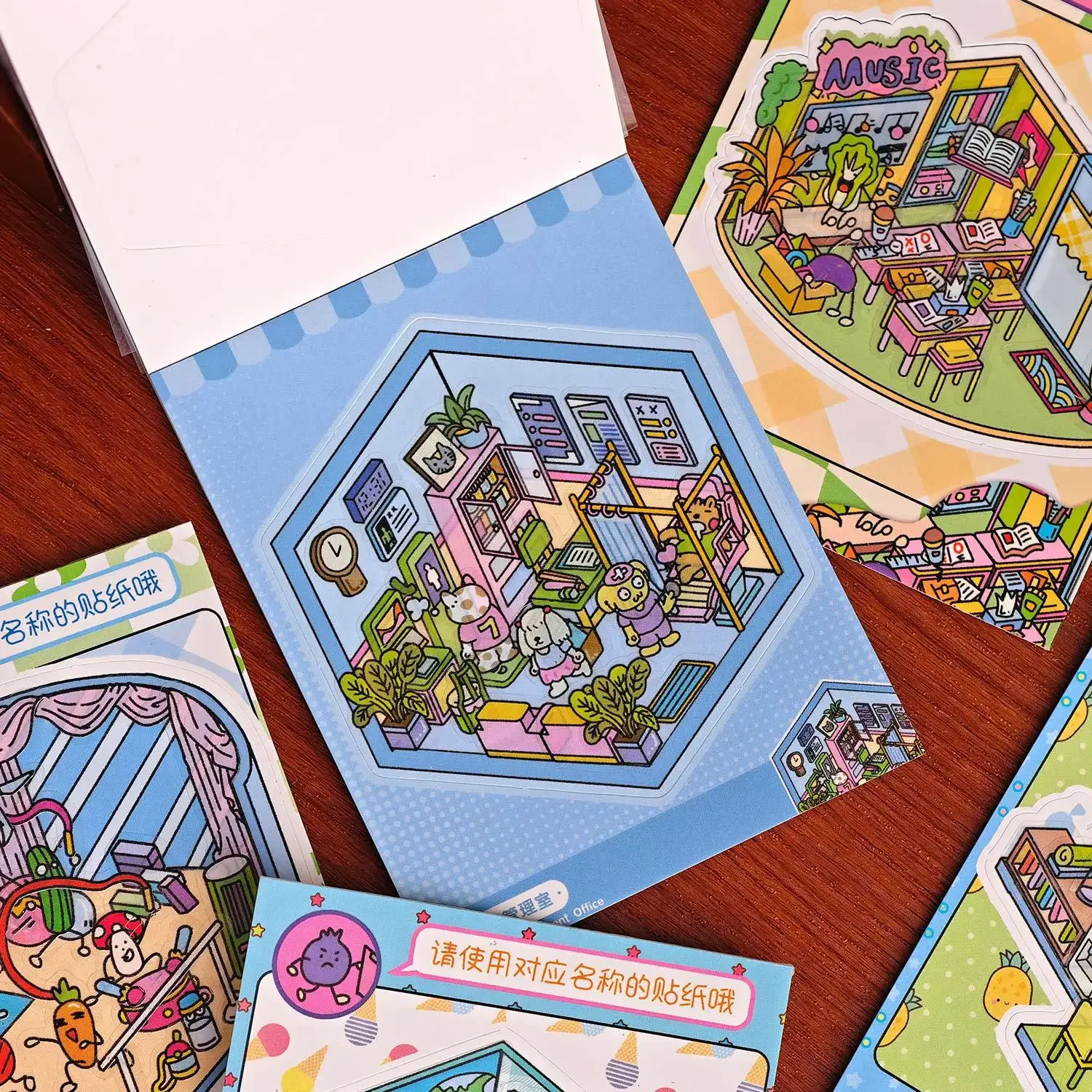 

1Pack/2Pack Mini Cartoon Student Scrapbook 24 Sheets/pack Life Miniature DIY Materials Series Diorama Sticker Book Cute Style