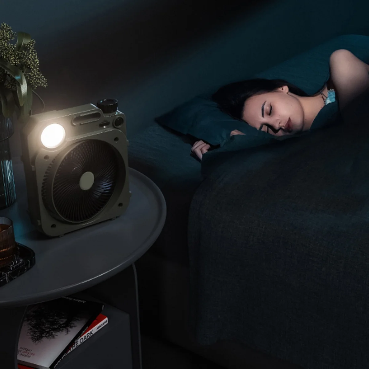 مروحة تخييم 10000 مللي أمبير في الساعة مع إضاءة LED قابلة لإعادة الشحن لسطح المكتب ومروحة خارجية ومروحة كهربائية، B-A68M