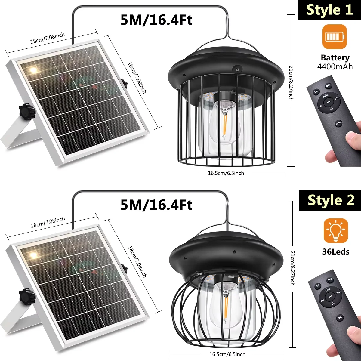 Solar Pendant Light IP65 Waterproof, Dimmable Solar Shed Light with Remote Control Timer for Patio Gazebo Barn Garage Yard Decor