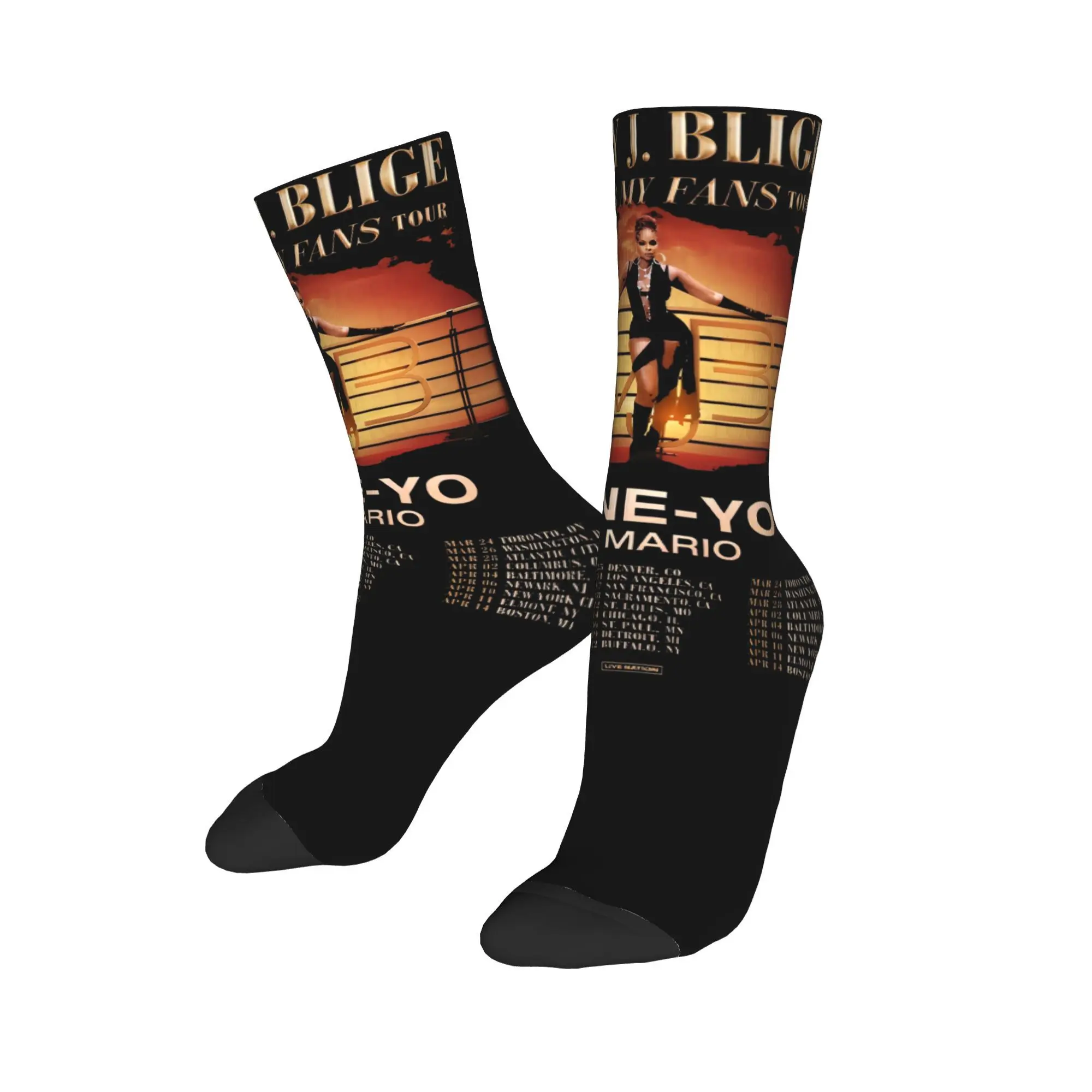 Singer Mary j Blige for My Fans Tour Socks for Women Men Breathable  Cozy Long Socks Non-slip