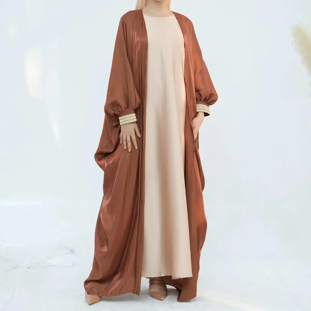 Neue faionable Cardigan Long Sve Loose Dr mit Naher Osten-Details und Bündchen Sves Pendeln Sle Frühling Herbst