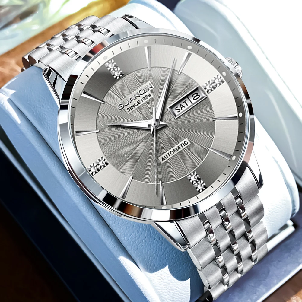 GUANQIN Men's Watches Business Fashion 316L Fine Steel Sapphire Mirror Original Brand Automatic Mechanical Wristwatch Waterproof
