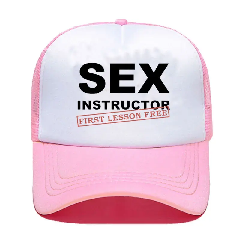 Adult Certified Sex Instructor First Lesson Free Funny Printed Snapback Cap For Men Women Humor TeacherMesh Net Trucker Hat