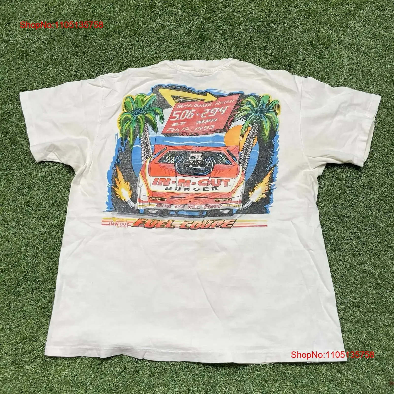 

Футболка In N Out Racing, большая 90-е 00-е годы Y2k, потертая гоночная машина-гонщик, винтажная стильная модная мужская слегка