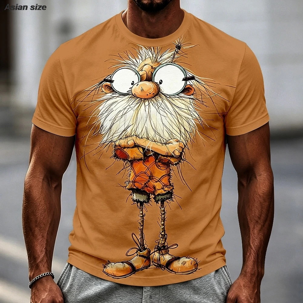 Fashion Men's Old Man T Shirt Short Sleeve 3D Print Crew Neck Exaggerated Designer Club Party T-shirts