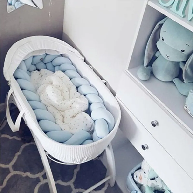 

1M 2M 3M Knotted 3-strand Braided Crib Baby Bed Bumper Long Anti-collision Bed Surround Newborns Bumper Circumference Protector