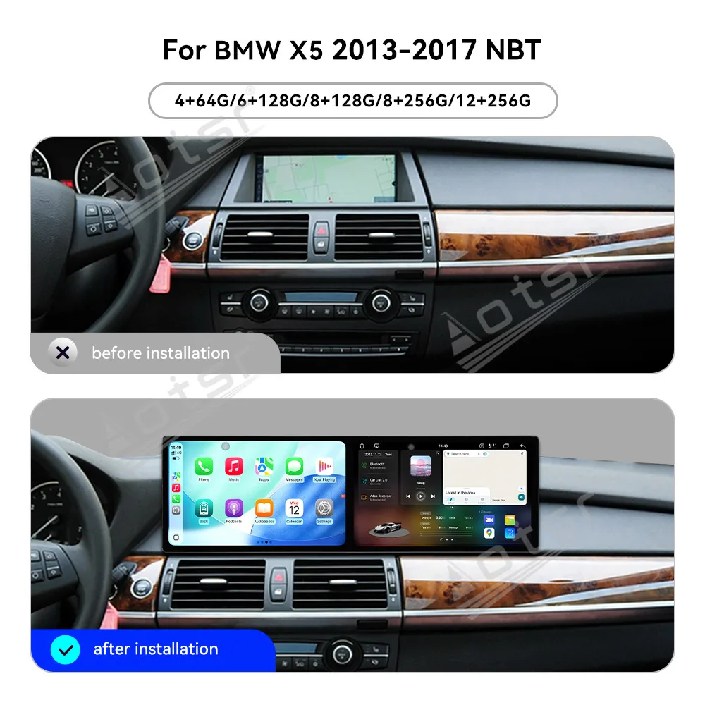 

Android15 Двойной экран 9,1 дюйма Carplay для BMW X5 2013-2017 NBT HD Мультимедийный плеер с сенсорным экраном Автомобильный GPS-навигатор Головное устройство