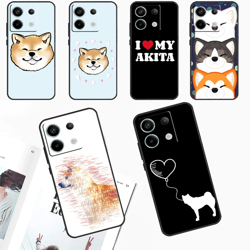 Animal Cute Dog Akita Phone Case For Redmi Note 13 9 10 11 12 Pro Plus 10S 11S 12S Redmi 12 9C 10C 12C 13C Cover