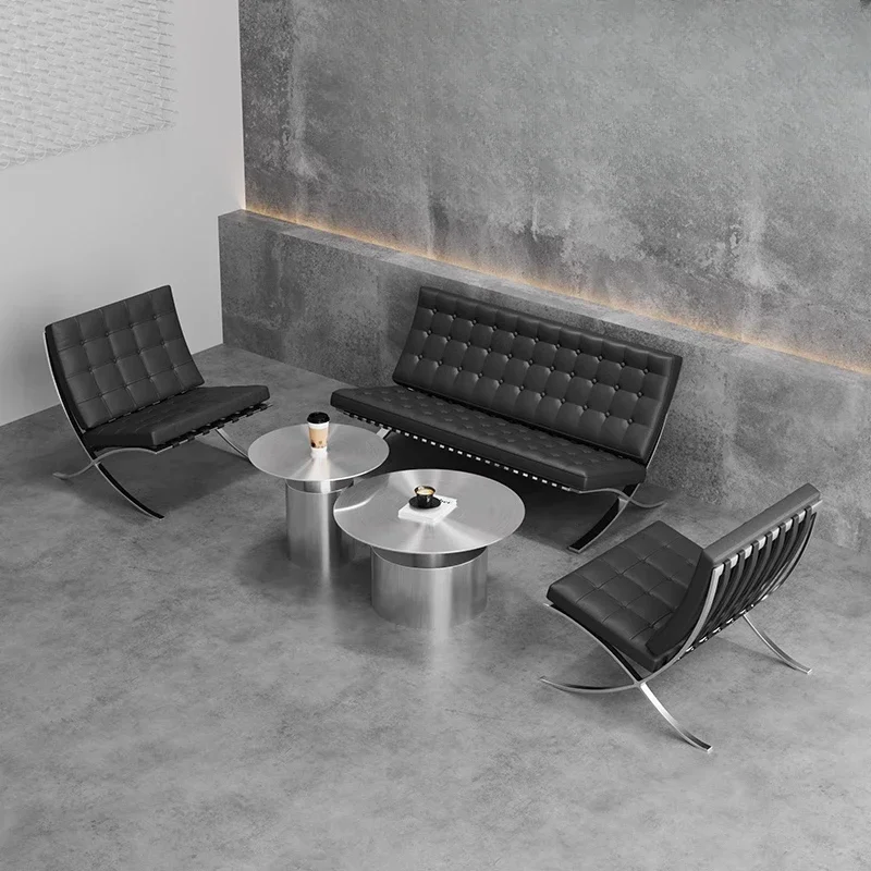Creative Internet celebrity stainless steel booth sofa, milk tea shop metal coffee table coffee table, bar industrial