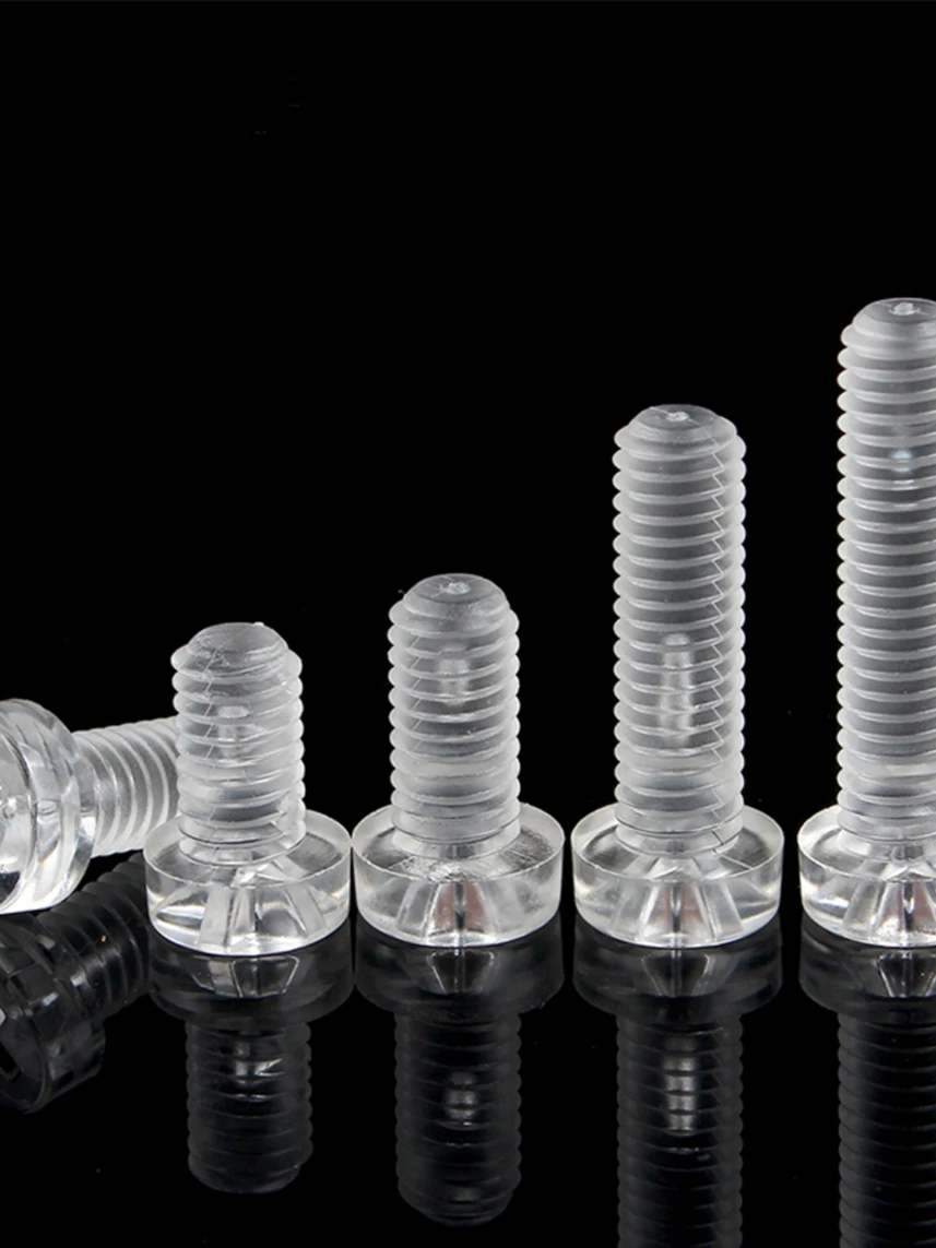 Plastic Transparent PC Screw, Cross Shaped Round Head Screw M3 M4 M5 M6+Nut Combination