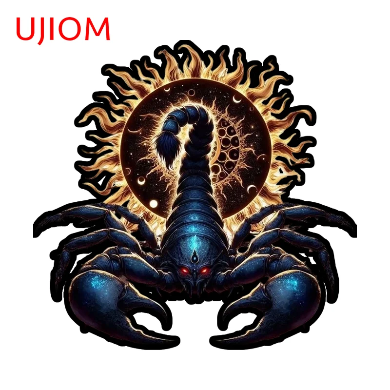 UJIOM Blackish Blue Scorpion Sacred Background Wall Sticker Trendy Novelty Scratch Proof Decal Living Room Adhesive Decor