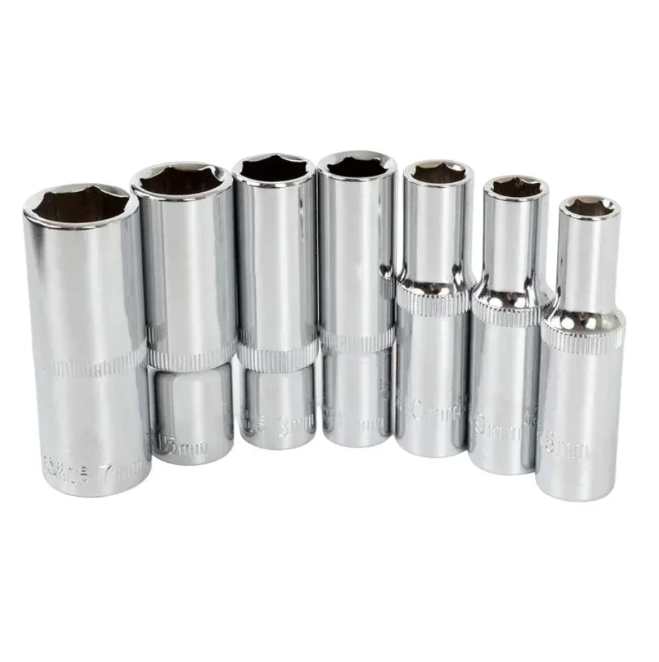 1PC 3/8inch Deep Socket Adapter Hex Socket Wrench Heads Ratchet Tool 8-24mm For Drivers Socket Wrenches Hexagonal Long Sleeve111
