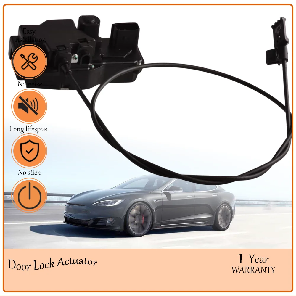 Rear Left Lock Actuator with Control Cable, anti‑rattle housing design, Fit Tesla Model S 2013-2020,oem 6008911-00-DC 600891100D