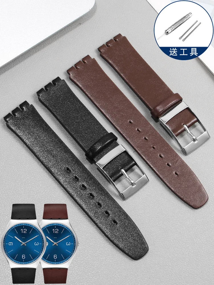 

Ремешки для часов Swatch из натуральной кожи SS07S101 SS07S104, мягкий ремешок из воловьей кожи, браслет, сменные аксессуары, 17 мм.