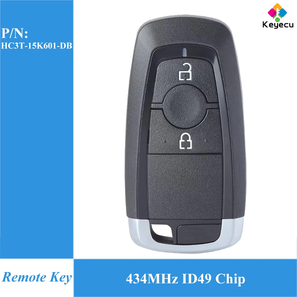 

Умный ключ дистанционного управления KEYECU с 2 кнопками, 434 МГц, брелок ID49 для Ford Ecosport Ranger 2017 2018 2019 2020 HC3T-15K601-DB