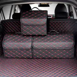 Car Leather Folding Trunk Organizer Box Large Capacity Auto Multiuse Tools Storage Bag Stowing Tidying For Emergency Storage Box