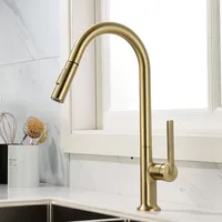 Brushed Gold Pull Out Kitchen Faucet Water Filter Tap Brass Crane For Kitchen  Black  Sink Mixer 3 Way