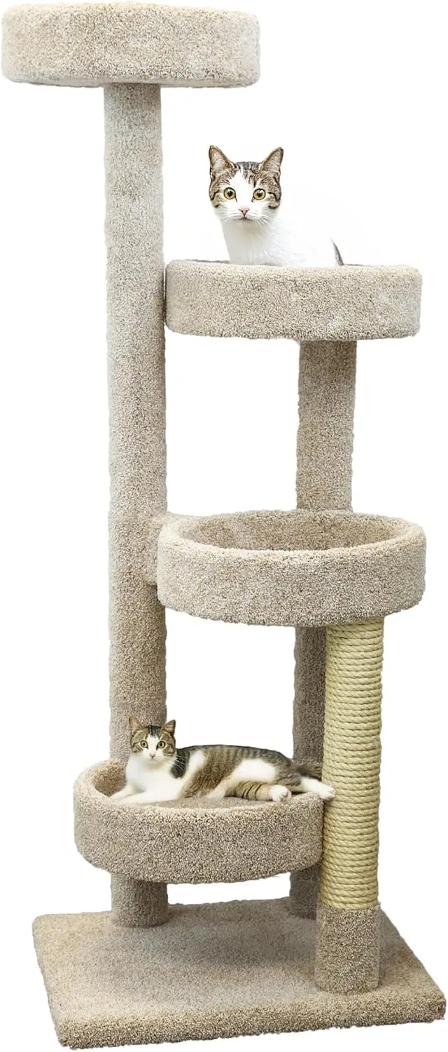 

New Cat Condos Cat Tree, Beige,24"L x 20"W x 61"H