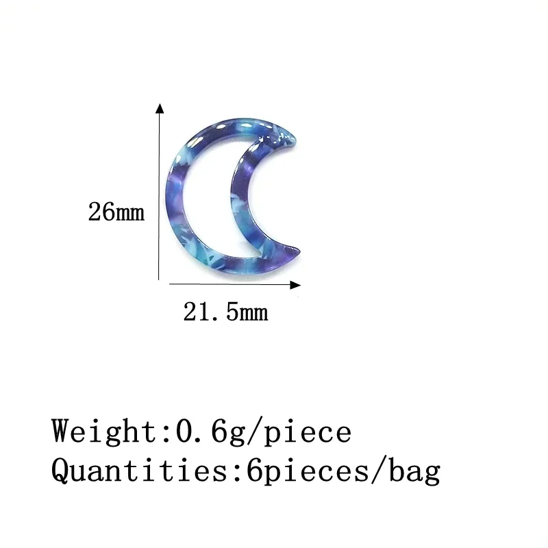 2021 موضة 6 قطع 27 مللي متر جودة عالية شكل القمر حمض الخليك الراتنج السلس دلايات المعلقات DIY بها بنفسك القرط مجوهرات اكسسوارات