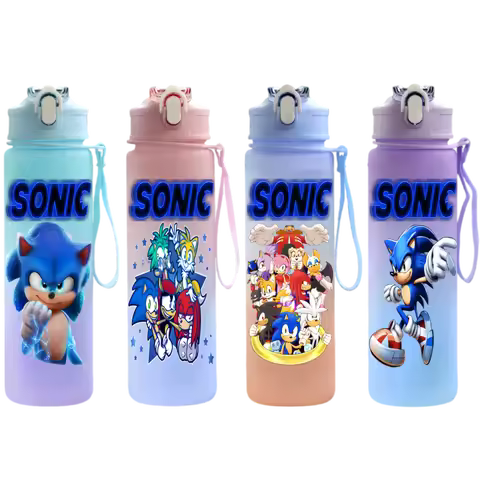 Sonic the Hedgehog Portable Outdoor Water Bottle with Lanyard - Anime Character Design - Gift for Boys and Girls