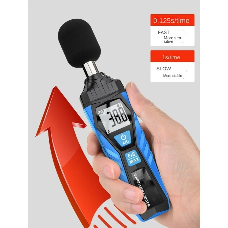 DT16 SL720 Digital Sound Level Meter Noise Detector 30-130dB Portable Handheld Decibel Monitor with LCD Display