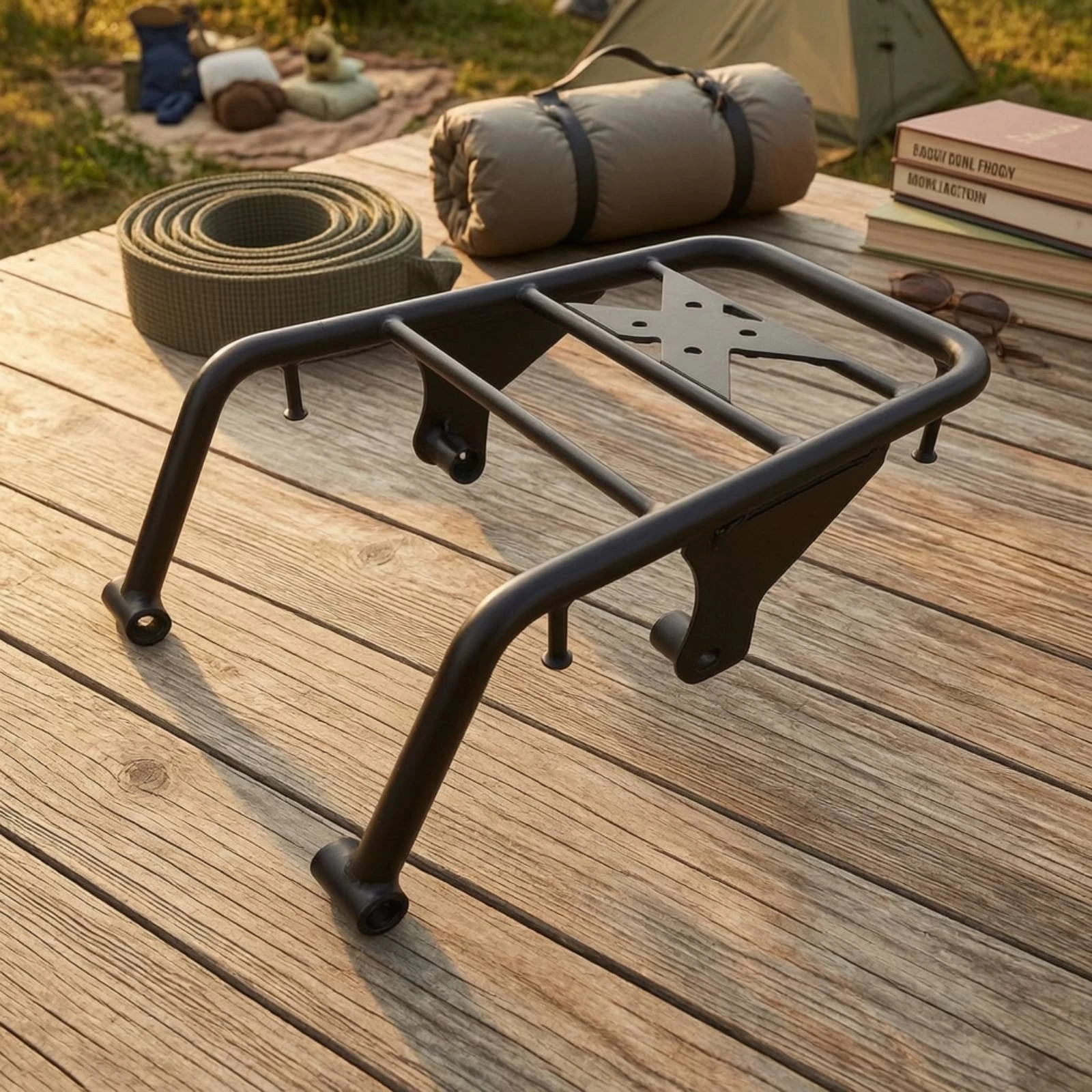 Motorcycle Rear Cargo Rack Cylindrical Motorcycle Rear Luggage Rack Luggage Carrier Long-Lasting Strong for Motorcyclists