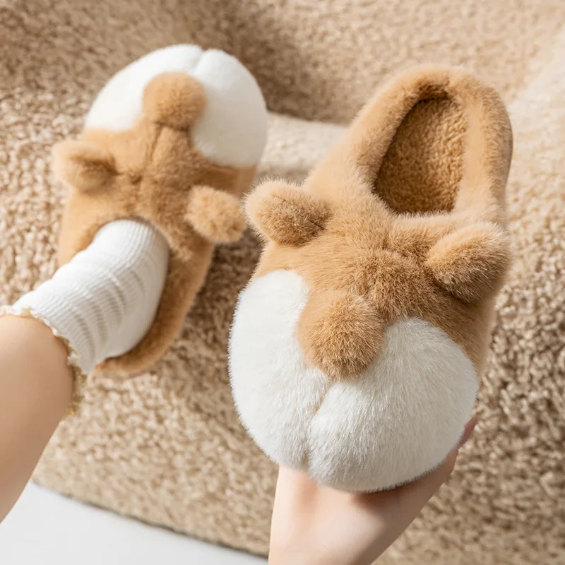 

2026 New Warm Furry Cotton Slippers Women's Indoor Home Anti-Slip Winter Shoes Woman Bottom Home Slippers Flats