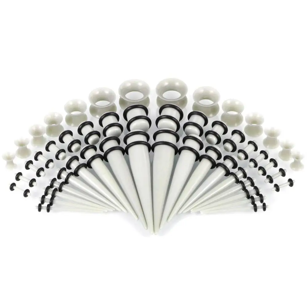 50Pcs Acrylic Ear Gauge Kit Stretching 14G-00G Ear Stretching Kit Cone‑shaped Smooth Polished Ear Taper Piercing Stretching