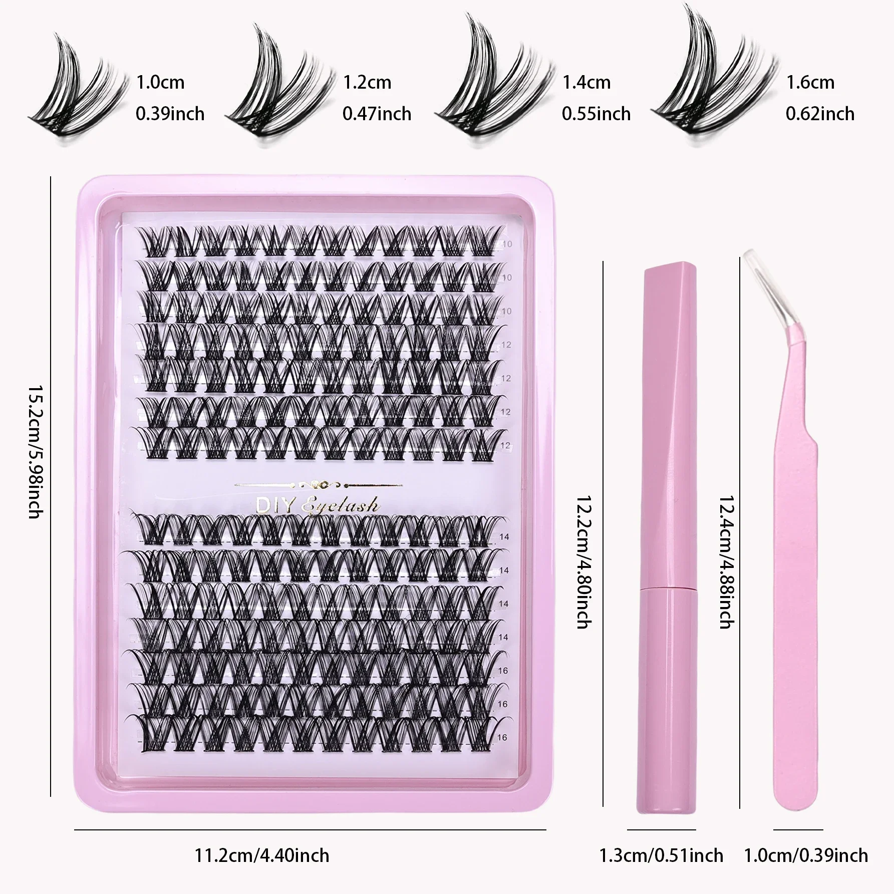 D Curl Lash Clusters in 168-teiligem Wimpernverlängerungsset – individuelles DIY-Wimpern-Set für falsche Wimpern mit Kleber und Dichtstoff und Pinzette