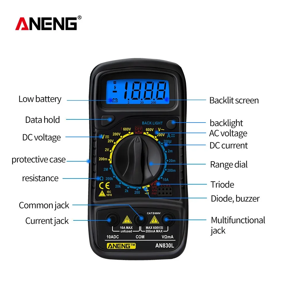 ANENG XL830L Digital Multimeter EsrMeter Testers Automotive Electrical Dmm Transistor Pocket Tester Meter Capacitance Meter