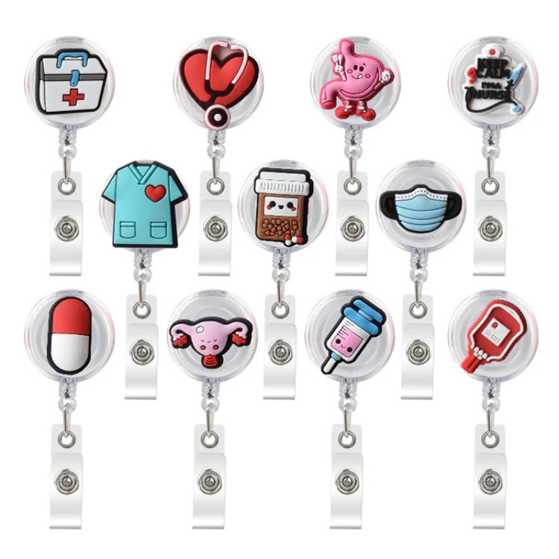 1pc Retractable Keychain Badge Reels Lanyards Id Name Badge Holder Key Retractable Hospital Nurse Accessories for Boys and Girls