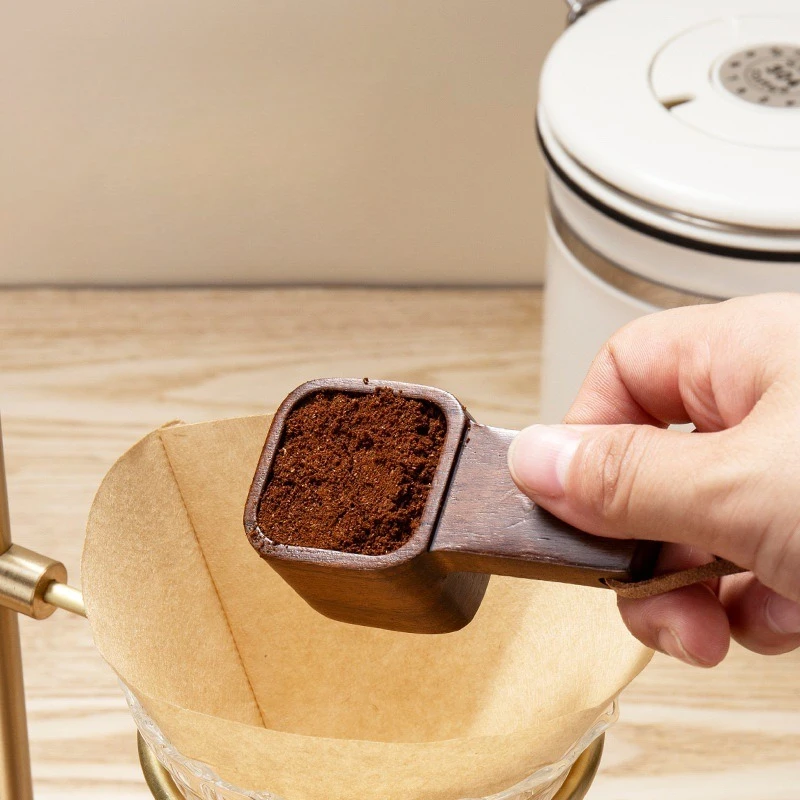 Solid Wood Coffee Spoon Square Large-Capacity Spoon Smooth Smooth Surface Drop- Resistant Wear Coffee Brewing Essential Tool