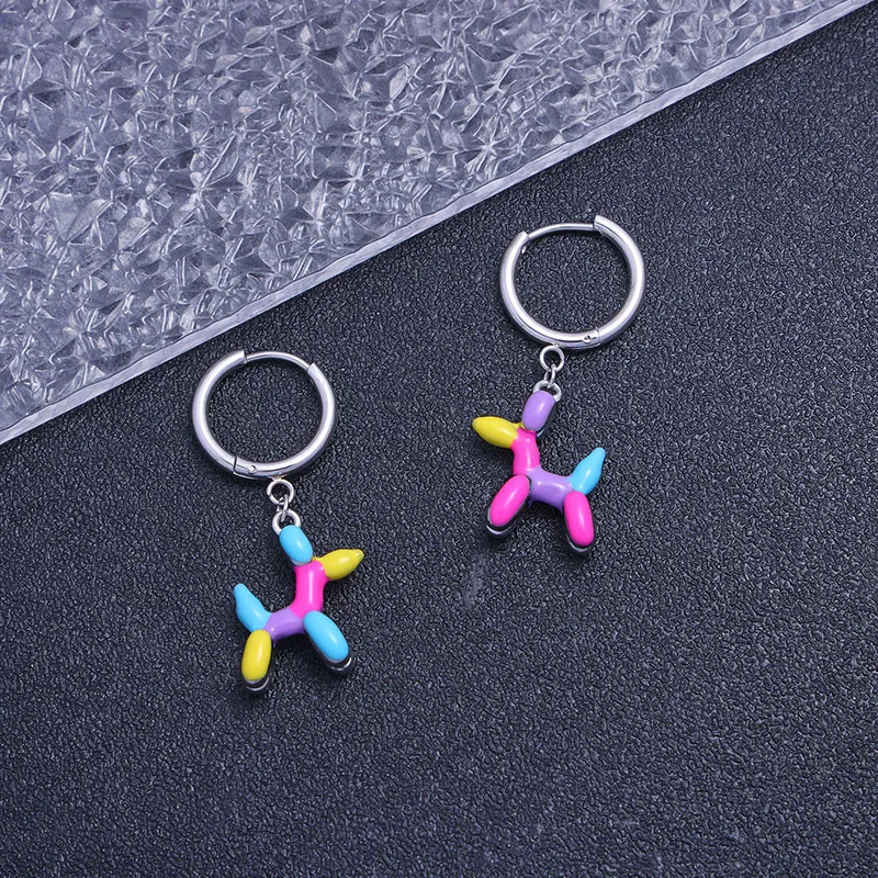 Fashionable and cute colorful balloon puppy delicate earrings suitable for women's beautiful jewelry gifts