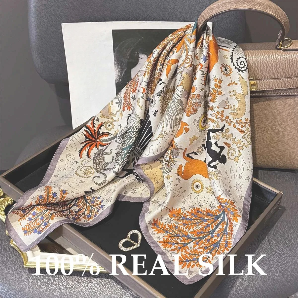 

New 100% Natural Silk Square Scarf Fashion Breathable Scarves Sun Protection Shawl Wrap Hijab Bandana Pashmina Poncho Decoration