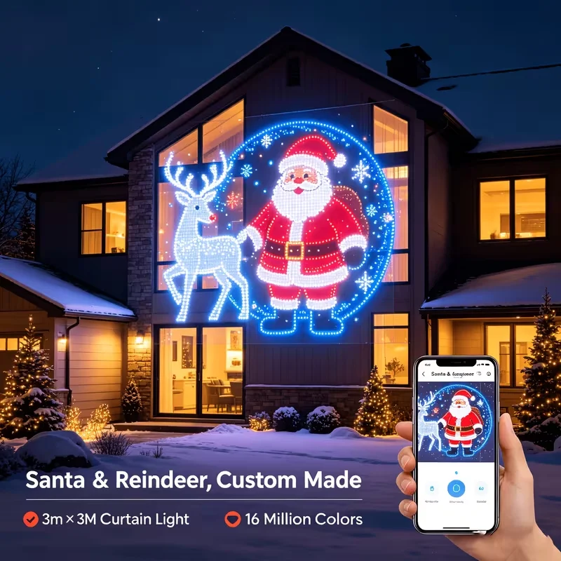 Smart LED Curtain Style Light DIY Pixel String Lights Mobile App Remote for Bedroom Outdoor Christmas Party Room Decor