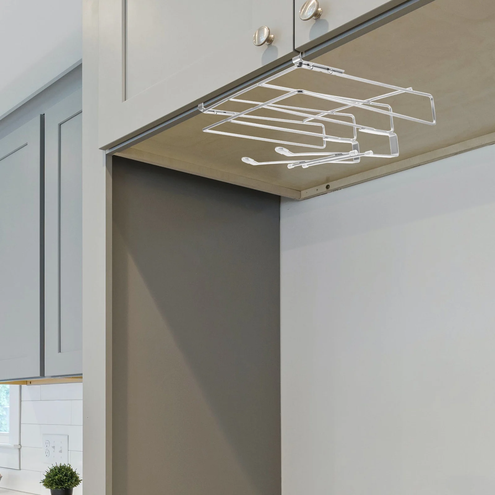 

1pc Stainless Steel Pot Lid Cutting Board Storage Rack Under Cabinet Kitchen Organizer Multi-Use Holder CompactKitchen