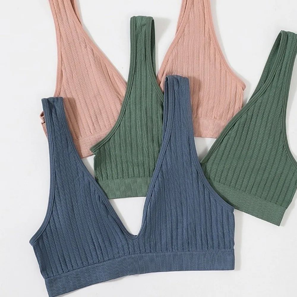 Nahtloser BH im französischen Stil, Anti-Sagging, weicher Halt, bügelloser BH, tiefer V-Ausschnitt, atmungsaktive Damen-Schlafunterwäsche, Fitness-BH – Detail 6
