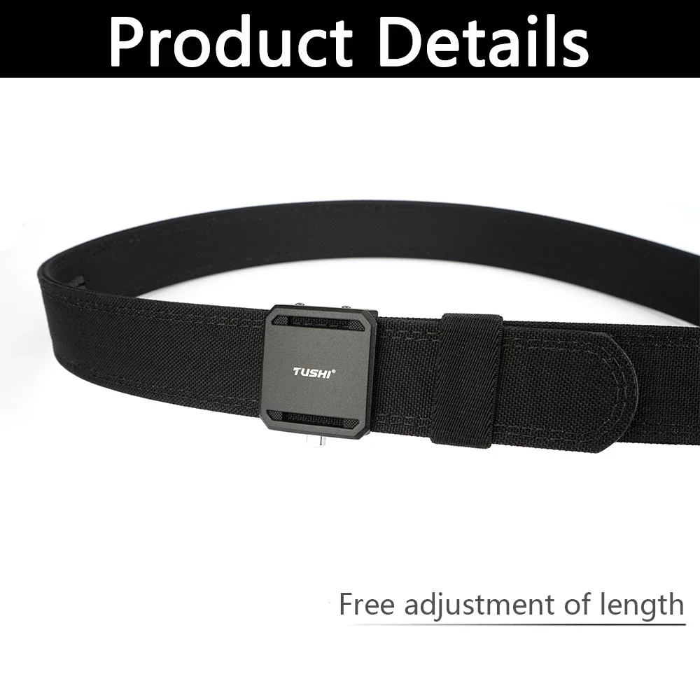 TUSHI Brand 3.8 Double Layer Thickened Tactical Belt CS Multifunctional Automatic Buckle Upgraded Version Gun Hanging Nylon Belt