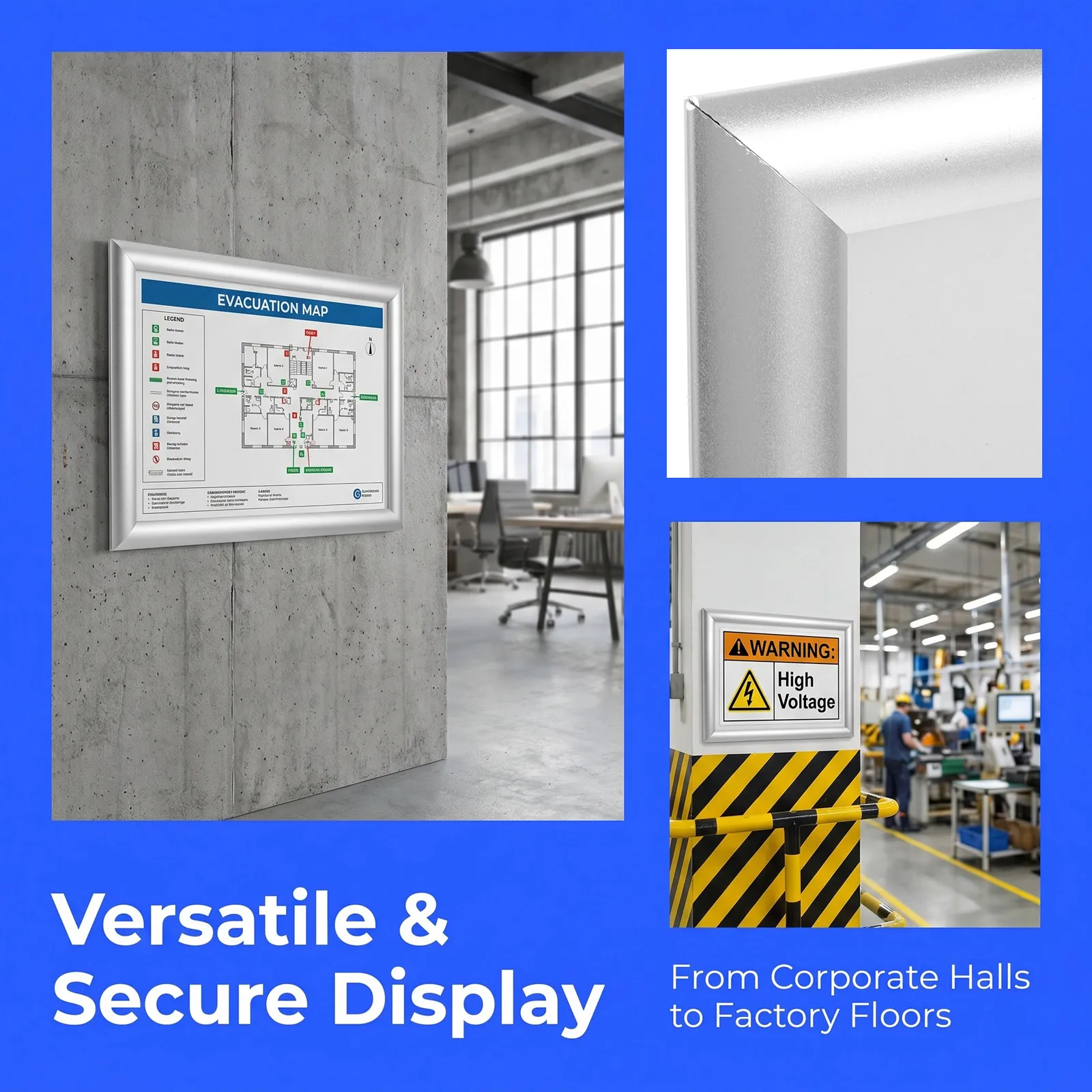 A4 Aluminum Alloy Snap Open Sign Holder Front Loading Elevator Sign Holder Wall Mounted Poster Frame Lobby Advertising Frame