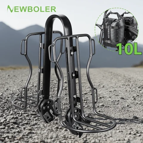 Gravel Bike Aluminum Alloy Bicycle Luggage Carrier Big 10L Capacity Waterproof Travel Bike Bag Bicycle Rear Seat Bag Bikepacking