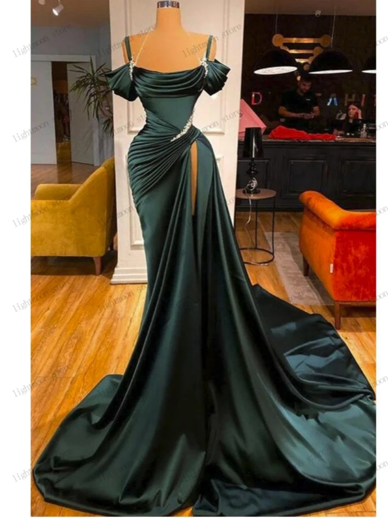 

Gorgeous Evening Dresses Vintage Prom Dress Boat Neck Sheath Mermaid Sexy Spaghetti Straps Robes For Party 2024 Vestidos De Gala