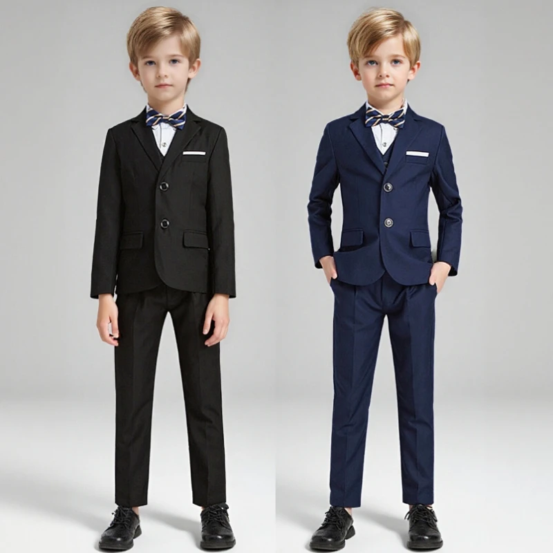 

Kids Boys Slim Fit Solid Suit Set Spring/Autumn Formal Wedding Blazer Outfits for Child Fashion Teens Piano Performance Costume